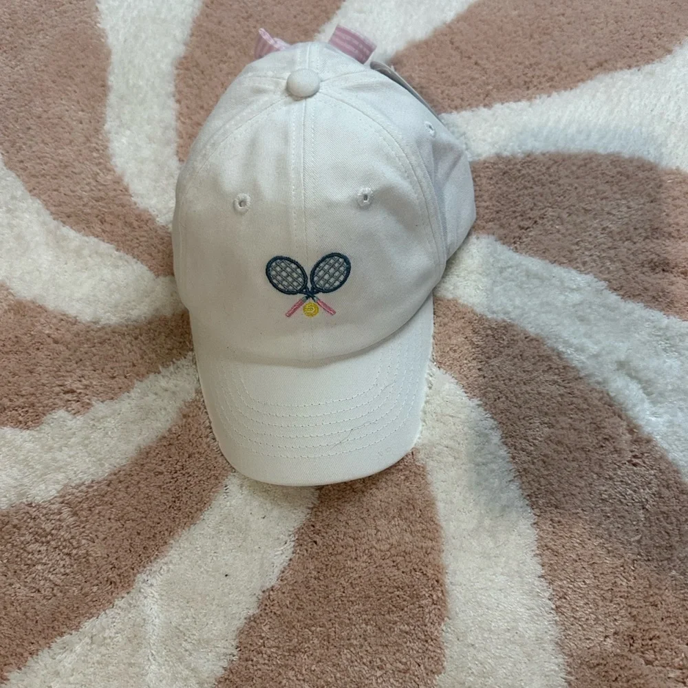 Kids Tennis Embroidered Cap - White
